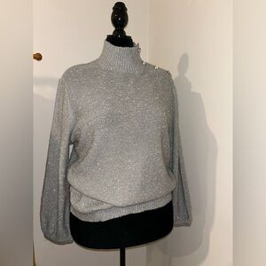 New York & Co. XL Silver Metallic Mock Neck Sweater